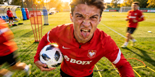 球星趣闻图片 - 足球运动员在训练中做鬼脸